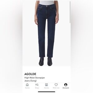 Agolde Womens Stovepipe Deep Indigo Straight Jeans